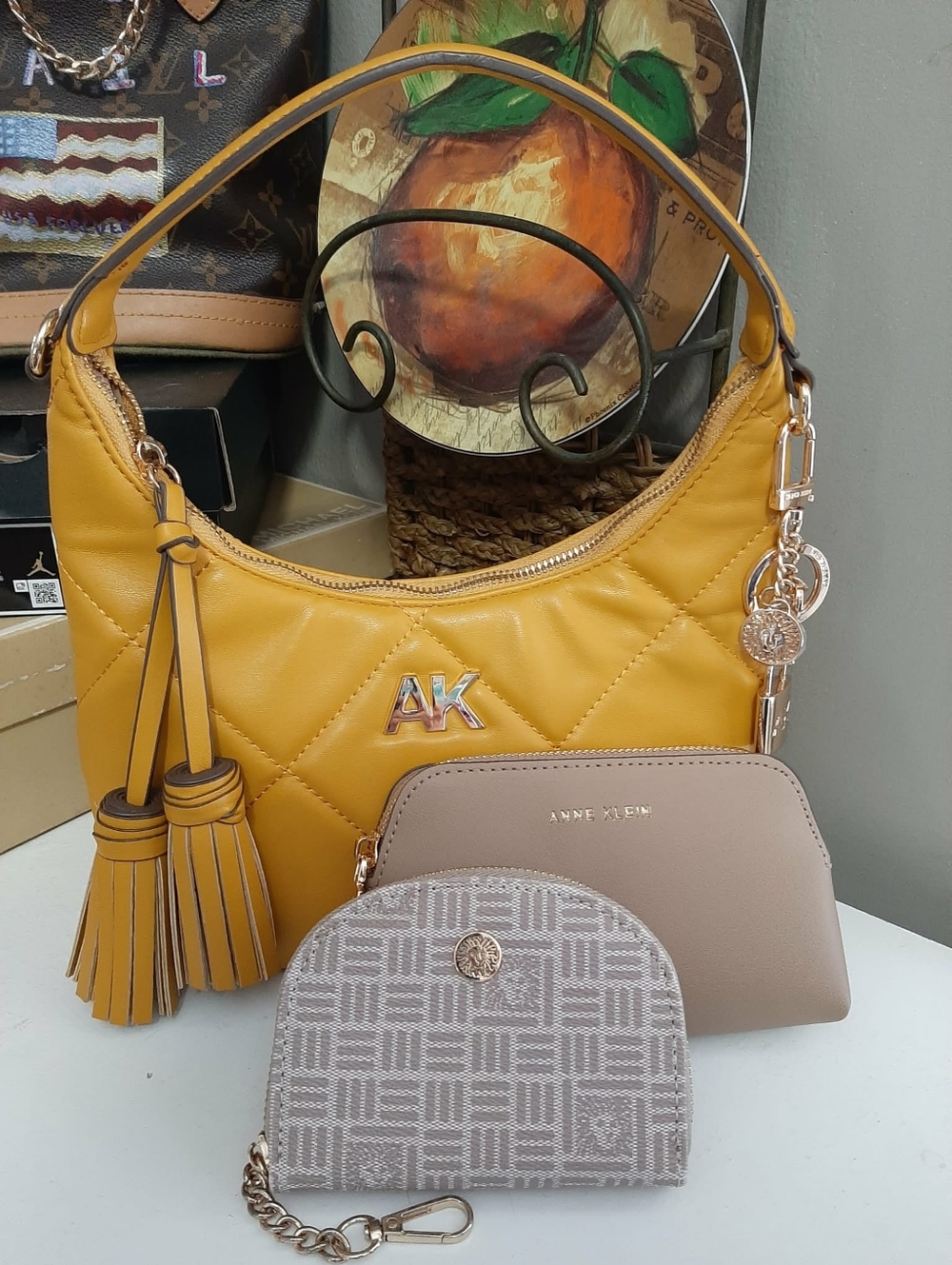 ANNE KLEIN Quilted "Emerson" Hobo Shoulder-Bag 4 Pc Set
